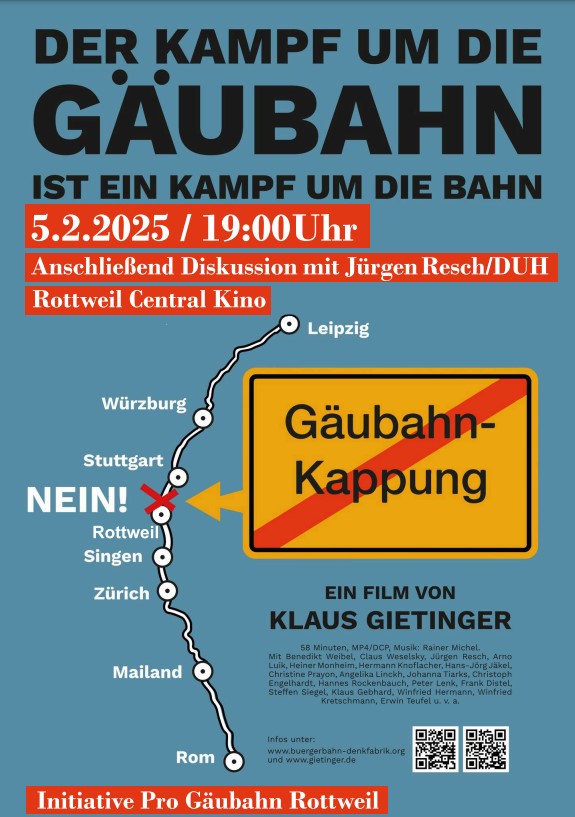 Filmvorführung zur Gäubahn - das Plakat